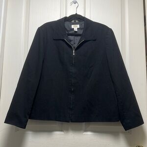 TALBOTS  Black Stretch Cotton Full Zip Jacket Sz 14